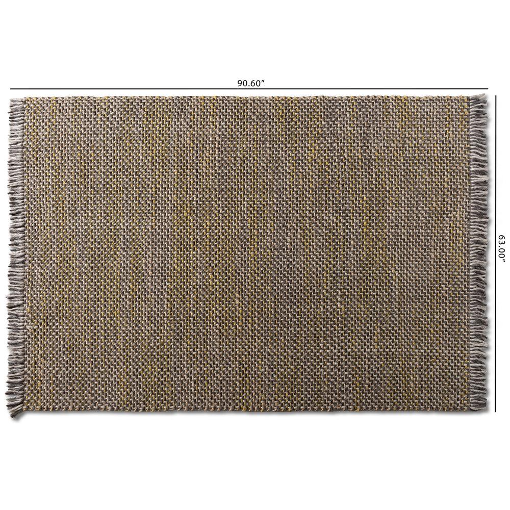 BAXTON STUDIO NURTEN MODERN AND CONTEMPORARY YELLOW AND GREY HANDWOVEN HEMP BLEND AREA RUG