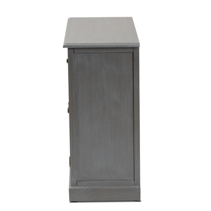 BAXTON STUDIO SHELDON MODERN AND CONTEMPORARY VINTAGE GREY FINISHED WOOD AND SYNTHETIC RATTAN 2-DOOR DINING ROOM SIDEBOARD BUFFET